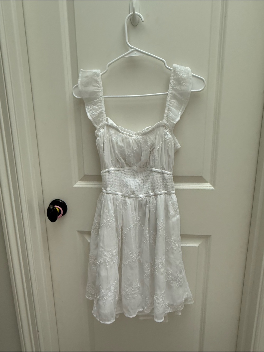 Edikted White Embroidered Smocked Waist Sundress